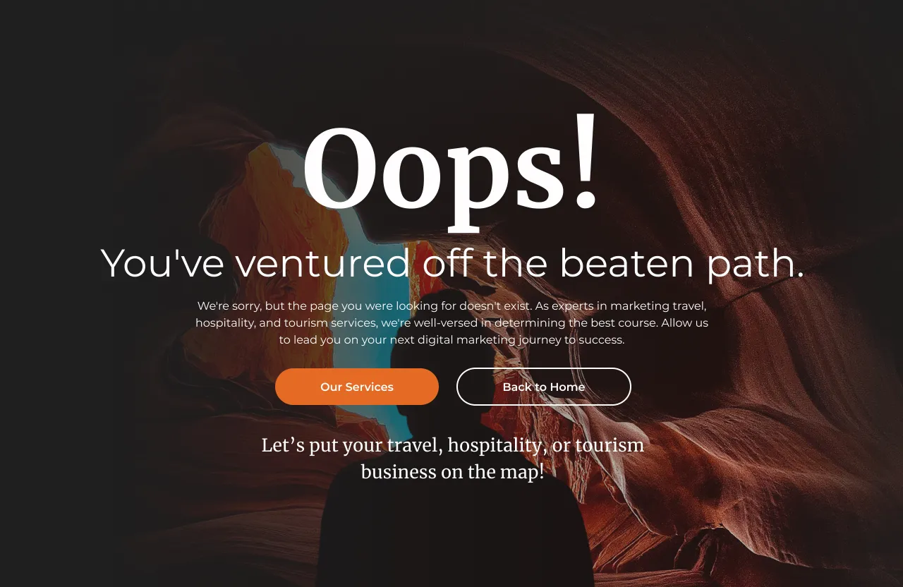 404 page not found error message customized for Saleint Marketing Agency