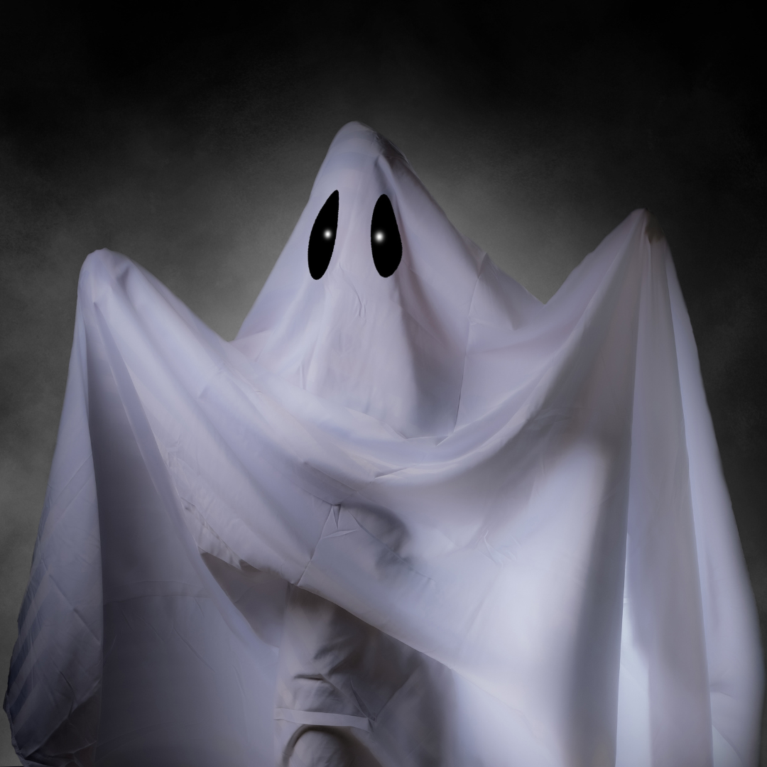 A ghost in a black background